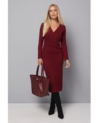 Wallis - Petite Asymmetric Rib Knitted Dress - Lyst