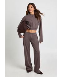 Boohoo - Brushed Rib Boxy Cardigan & Trouser Co Ord - Lyst