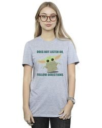 Star Wars - Ladies The Mandalorian Grogu Does Not Listen Cotton Boyfriend T-Shirt (Sports) - Lyst