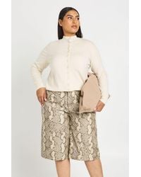 Boohoo - Plus Super Soft Knitted Funnel Neck Button Through Cardigan - Lyst