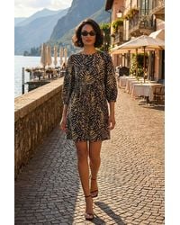D.u.s.k - Abstract Puff Sleeve Midi Dress - Lyst