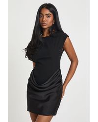 Boohoo - Satin Cowl Back Rose Detail Mini Dress - Lyst