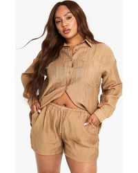 Boohoo - Plus Crinkle Woven Oversized Shorts - Lyst