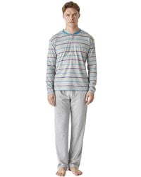 J&j Brothers - Long-Sleeved Cotton Pajamas With A Half-Zip Jjbep5500 - Lyst