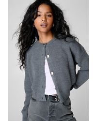 Nasty Gal - Knitted Button Front Cardigan - Lyst