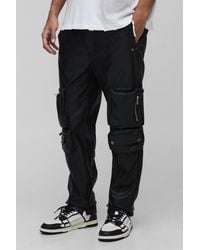 BoohooMAN - Tall Leather Look Skinny Extreme Cargo Pocket Trousers - Lyst