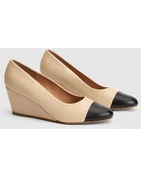 Wallis - Wide Fit Daily Almond Toe Toe Cap Mid Wedge Court Shoes - Lyst