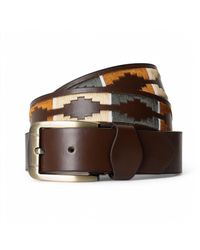 Woodland Leathers - Polo Leather Belt With Colourful Embroidered Stitching - Lyst