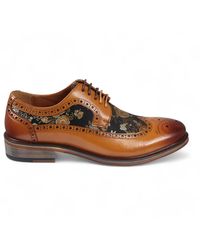 Justin Reess - Leather Floral Print Brogue Dress Shoes - Lyst