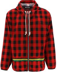 Palm Angels - Buffalo Check Windbreaker Rote Jacke - Lyst