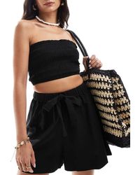 ASOS - Isabel Mix And Match Linen Look Shirred Bandeau Beach Top - Lyst