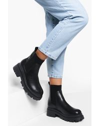 Boohoo - Wide Fit Chunky Sole Chelsea Boots - Lyst