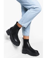 Boohoo - Wide Fit Chunky Sole Chelsea Boots - Lyst