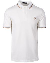 Fred Perry - Twin Tipped Polo Shirt Snow//Dark Caramel - Lyst