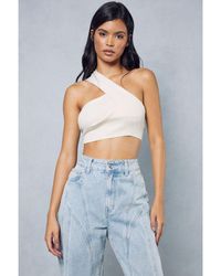 MissPap - Knitted Ribbed One Shoulder Top - Lyst