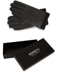 Barneys Originals - Gift Boxed Black Leather Gloves With Knitted Cuff - Lyst