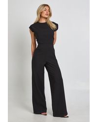 Boohoo - Ruched Waist Wide Leg Jumpsuit - Lyst