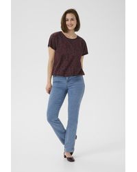 Kaffe - Blouse Met Korte Mouwen Kabeathe Loose Fit Black Brown - Lyst
