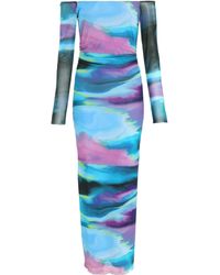 Quiz - Abstract Print Mesh Midaxi Dress - Lyst