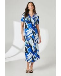 PRINCIPLES - Abstract Print Wrap Jersey Midi Dress - Lyst
