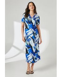 PRINCIPLES - Abstract Print Wrap Jersey Midi Dress - Lyst