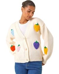 Roman - Fruit Embroidered Knit Cardigan - Lyst