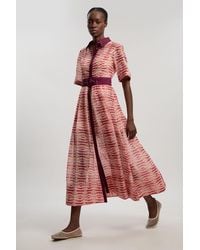 Karen Millen - Geo Printed Organdie Woven Midi Shirt Dress - Lyst