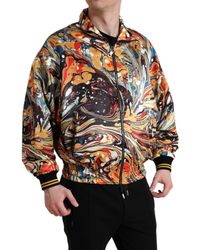Dolce & Gabbana - Abstract Polyester Bomber Jacket - Lyst