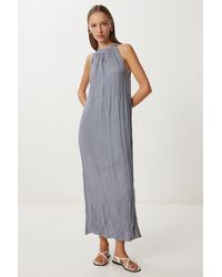 Happiness İstanbul - Textured Midi Dress With Halter Collar - Lyst