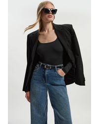 Karen Millen - Scoop Neck Long Sleeve Contour Jersey Bodysuit - Lyst