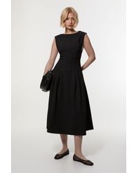 Karen Millen - Compact Stretch Open Back Full Skirted Tailored Midi Dress - Lyst