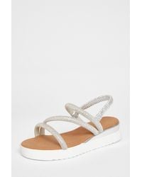 Quiz - Diamante Strappy Flatform Sandals - Lyst