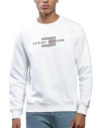 Tommy Hilfiger - Fleece Sweatshirt Pullover Crew Neck Embroidered Logo Top - Lyst