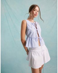 Miss Selfridge - Poplin Tie Front Sleeveless Top - Lyst