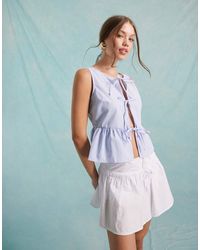 Miss Selfridge - Poplin Tie Front Sleeveless Top - Lyst