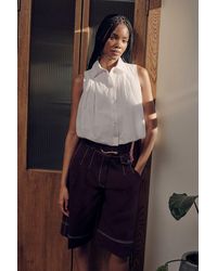 Karen Millen - Cotton Sleeveless Puffball Shirt - Lyst