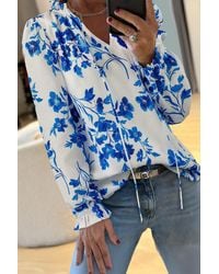 Azura Exchange - Floral Ruffle Long Sleeve Top - Lyst