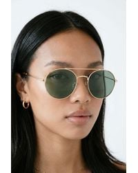 Boohoo - Metal Framed Round Aviator Sunglasses - Lyst