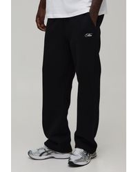 BoohooMAN - Straight Fit Script Embroidered Jogger - Lyst