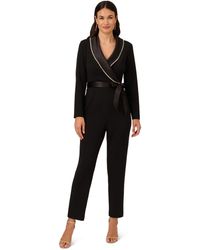 Adrianna Papell - Crystal Trim Tuxedo Jumpsuit - Lyst