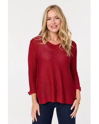 Izabel London - Mesh Texture 3/4 Sleeve Relaxed Top - Lyst