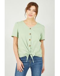 Yumi' - Button Tie Jersey T-Shirt Cotton - Lyst