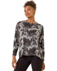 Roman - Printed Scarf Tunic Stretch Top - Lyst