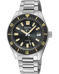 Gevril - Mariner Row Automatic, Ss Case, Ceramic Bezel, Dial, 316L Stainless Steel Satin Bracelet Watch - Lyst