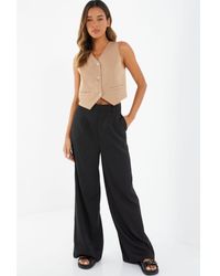 Quiz - Wide Leg Tailored Trousers Cotton - Lyst