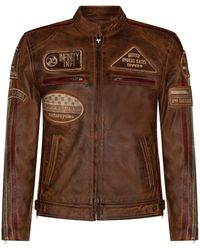 Infinity Leather - Zipped Racing Biker Moto Jacket - Lyst