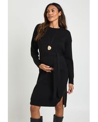 Boohoo - Maternity Crew Neck Jumper Midi Dress - Lyst