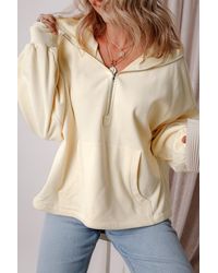 Azura Exchange - Gevoerde Halfzip Sweatshirt Relaxed Fit - Lyst