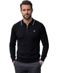 Cappuccino Italia - Polo Shirts Ribbed Knit Tipped Long Sleeve 1/4 Golf Tee - Lyst