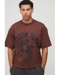BoohooMAN - Oversized Boxy Western Graphic Distressed T-Shirt - Lyst